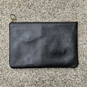 Madewell Black Leather Clutch Zip Top Bag Soft Organizer Wallet Makeup Pouch